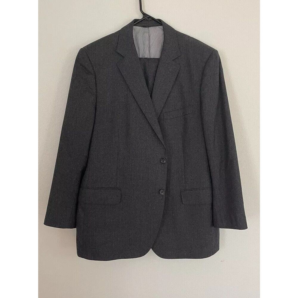 Brooks Brothers Suit Vitale Barberis Fitzgerald Gray Wool Flat Front Sz 46R-40W
